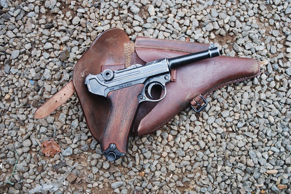 Luger Tedesca WWII Luger P04 Custodia in Pelle Nera w/Take Tool Replica 